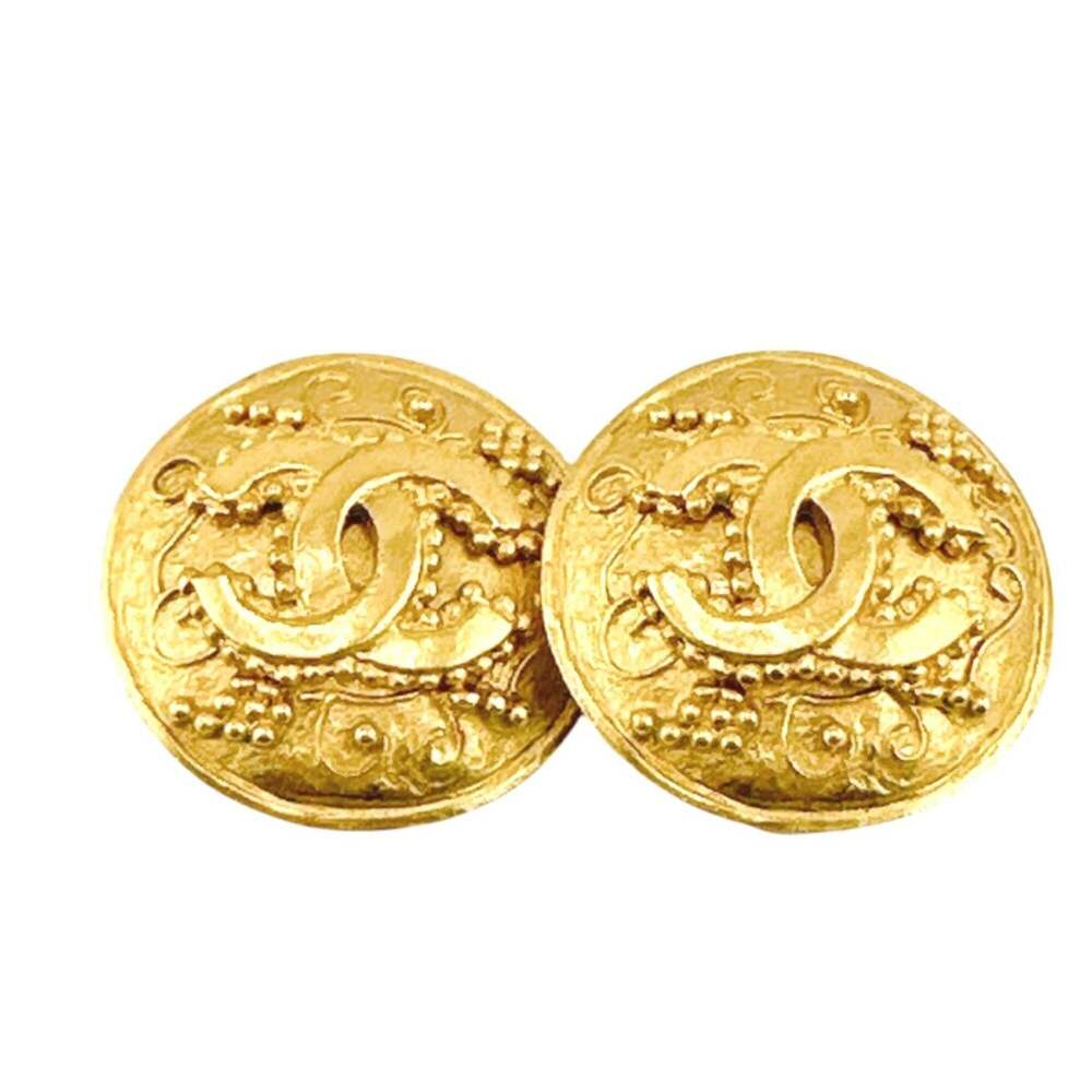 CHANEL Authentic Gold Logo Earrings - Picture 2 of 7